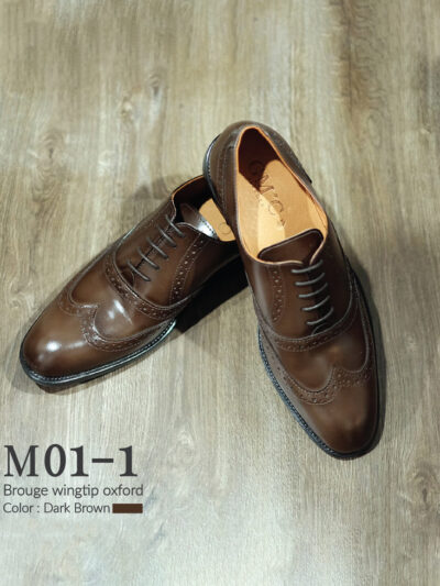 Dark Brown Brouge Wingtip Oxford M01-1
